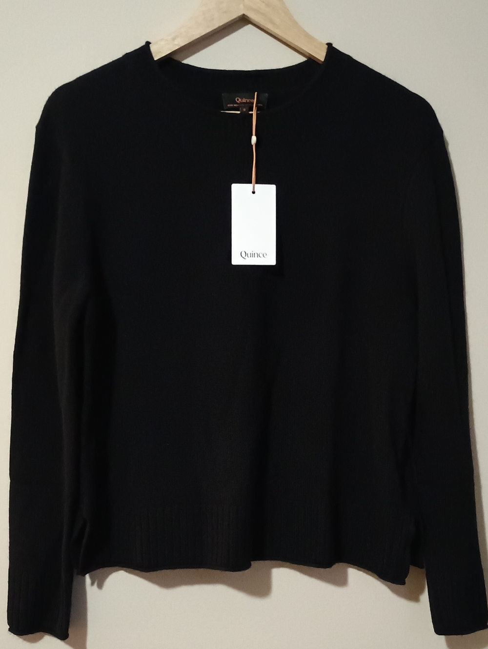 NWTS 100% Mongolian Cashmere Black Boxy Oversized Crewneck Sweater Small